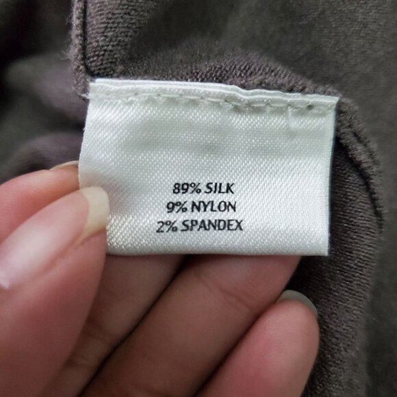 Eileen Fisher Silk, Brown Open Font, Cape, Cardigan. (3 cuts on fabric, hidden) - Picture 5 of 13